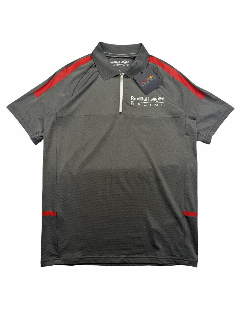 Red Bull Racing Quarter Zip Tech Polo Shirt Grey Size S